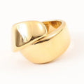 Women Cute Simple Dainty Design Jewelry 18k Gold Plated Stainless Steel Cambered Surface Wide Cross Shape Ring