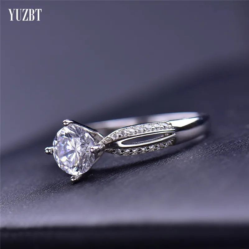 Silver 925 Original Brilliant Cut 1 Carat Pass Diamond Test D Color Moissanite Infinite 4 Prongs Ring for Women Fine Jewelry