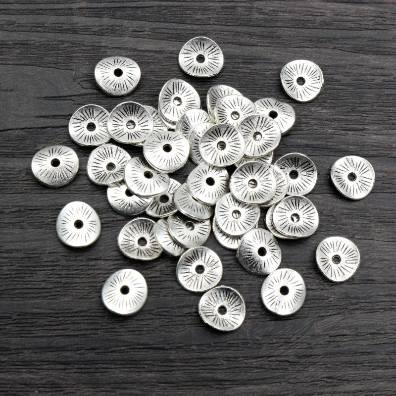 100pcs 9x8.5mm Antique Silver Plated Spacer Beads Charms for Diy Beaded Bracelets Necklace Jewelry Handmade Making Accessories
