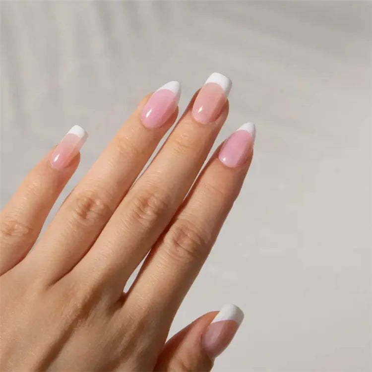 Aillsa Full Cover French Tips 180pcs/15sizes Matte Premade Salon Coffin Almond Oval Acrylic Finger Nail Tips Hand Printed Press