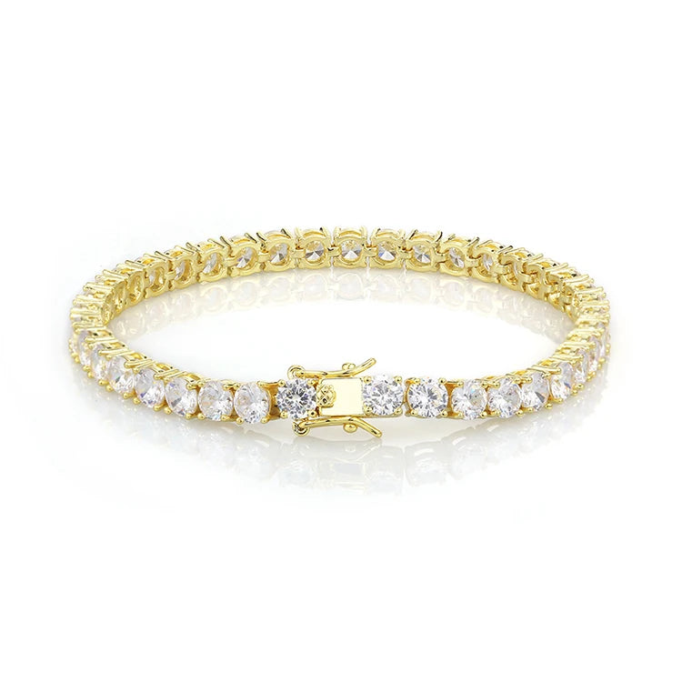 3mm 4mm 5mm Copper Zircon Tennis Chain Bracelet Hippie Hip Hop Jewelry for Women Gold Silver Material Men CZ Bracelet Iced Out