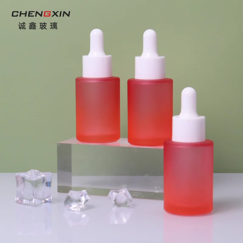 Factory Wholesale Chengxin Brand BEST-30797 Model 30ml Red Glass Dropper Cylinder Shape Hair Care Essence Oil Spray Bottle
