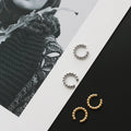 Fashion Summer Jewelry 18K Gold Plated Stainless Steel Beads Ear Cuff Earring No Pierce Ear Hole Clip on Earrings Women YF3471