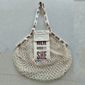 Eco-friendly Natural Reusable Cotton Activity Gift Shopping Bag Grocery Folding Net Mesh Bag