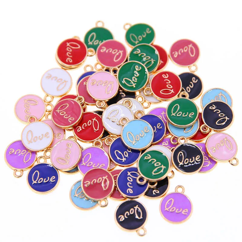 AA01343 Jewelry Accessories Alloy Colorful Love Letter Charms Alphabet Charm for Diy Bracelet Making