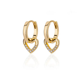 YWXS Gold Plated Jewelry 18k Earrings Diamond Heart Hoop Earrings Womens Earrings Trendy