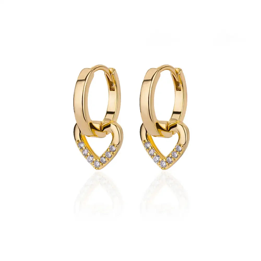 YWXS Gold Plated Jewelry 18k Earrings Diamond Heart Hoop Earrings Womens Earrings Trendy