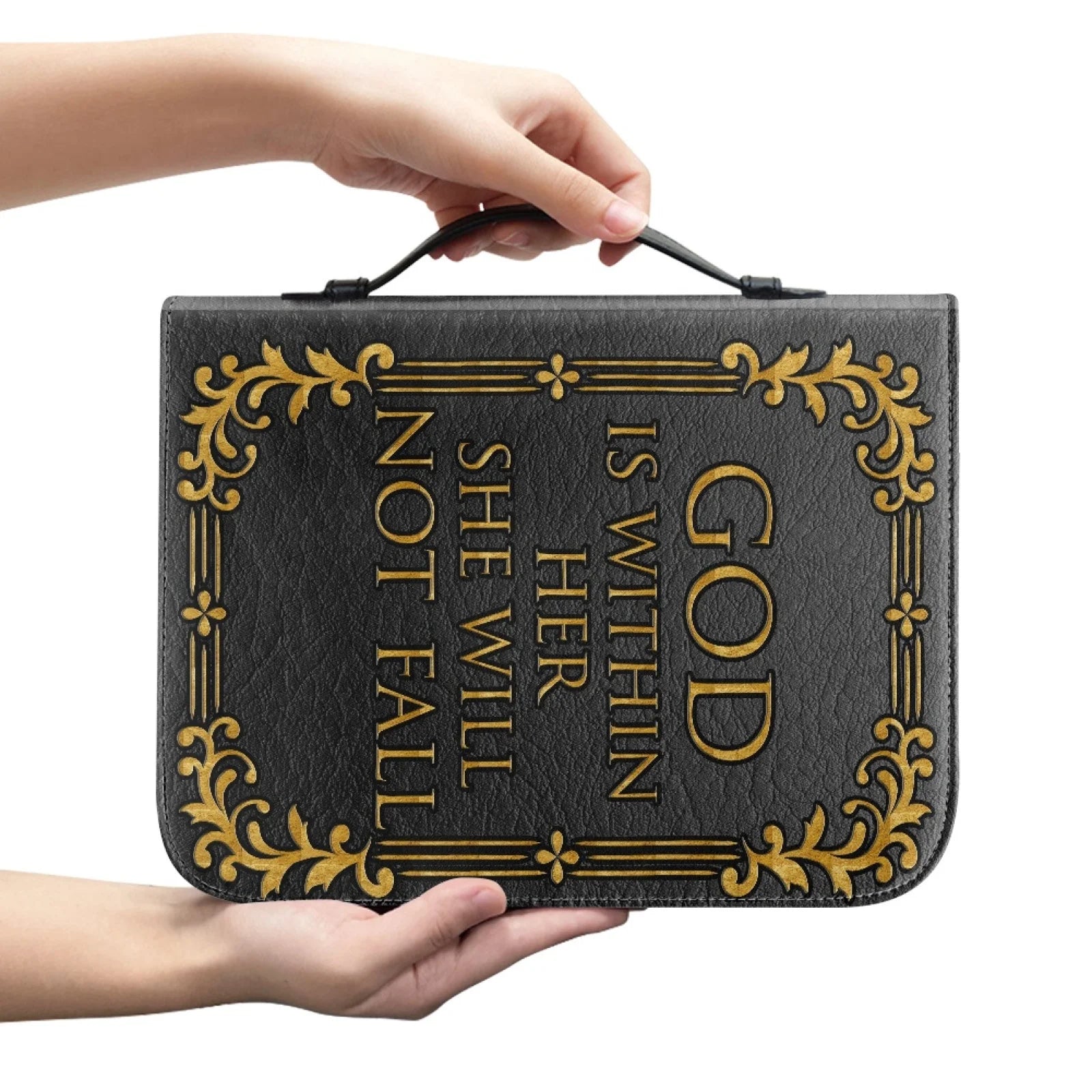 New Multi-Size Printed Zippered PU Leather Bible Cover Factory Custom Bible Covers Holder Church Bag With Pen Slots and Pockets