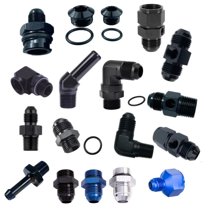 Custom Aluminum 3/4 1/8 NPT Male to 3/8 1/4 5/16 Barb Fitting /an6 An8 O-ring Plug Orb to 6an 8an Fitting Black