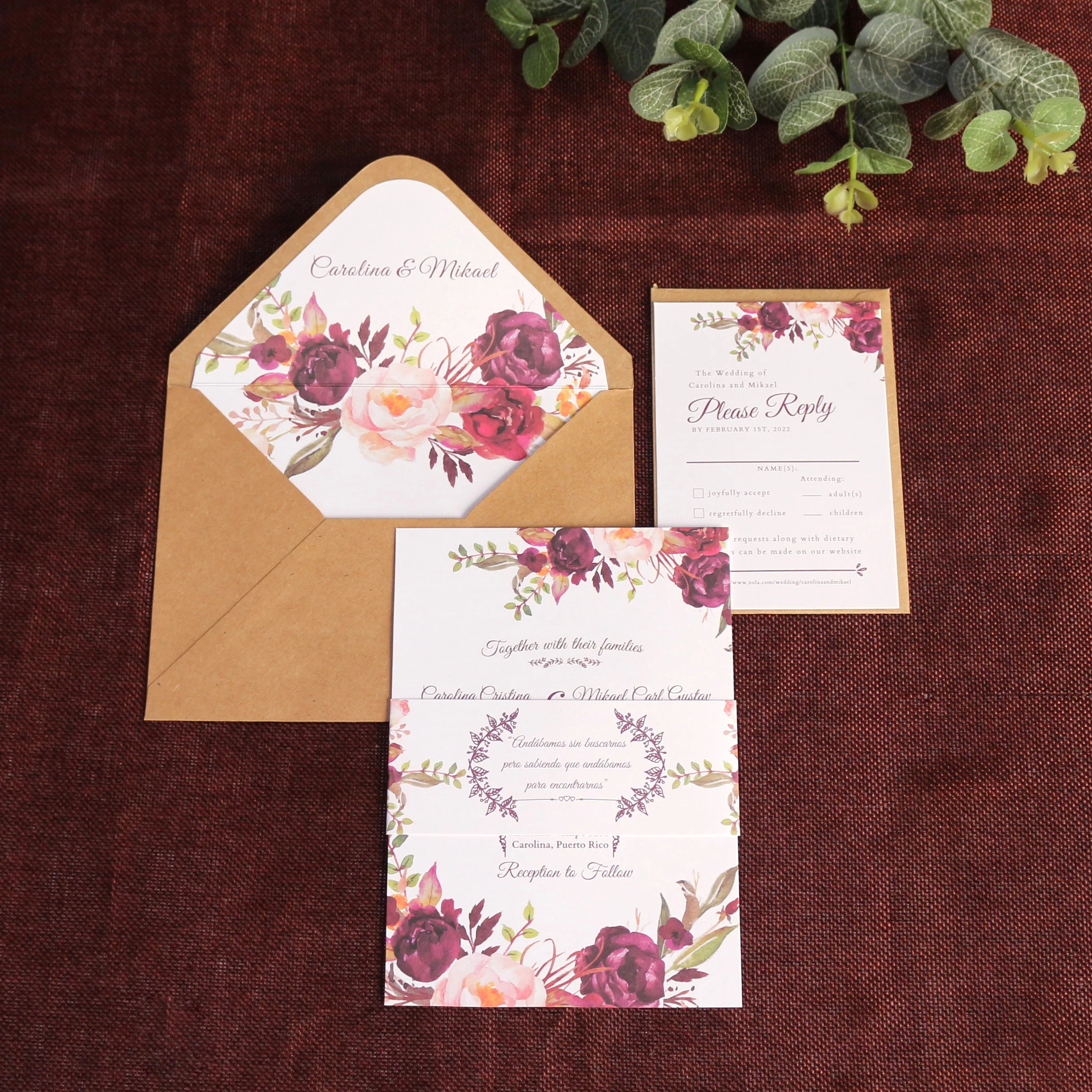 Royal Blue Simple Design Invitations Paper Craft Wedding Invitation Card with Foil Lining Envelope Custom Birthday Invitations