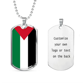 Manufacturer All 233 Countries Flags Stainless Steel 18K Gold Epoxy Resin Palestine Flag Pendant Chain Necklace