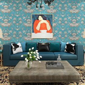 UDK Modern Dark Floral Botanical PVC Self-adhesive Waterproof Wallpaper for Living Room Hotel Household Entertainment Use