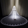 New Bride Embroidered Lace Ultra Long 4 Meters Trailing Large Korean Style Wedding Hall Veil Headdress Super Fairy Double-Layer