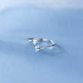 Simple Korean Style Double CZ Zircon Open Wedding Rings for Women Birthday Gifts 925 Sterling Silver Jewelry