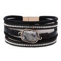 DHJ00205 Fashion Multi Layer Leather Bracelet Women Magnetic Buckle PU Leather Bracelet