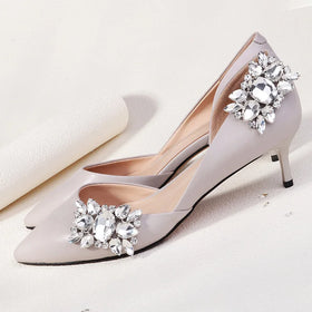 Jewelry Decoration Crystal Shoe Buckle Clip Elegant Rhinestone Crystal High Heel Decorations for Wedding Party