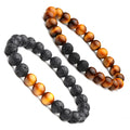 8mm Tiger Eye Charm Bracelet Men Women Black Lava Volcanic Stone Beads Bracelet Elegant Aromatherapy Beaded Bracelet gift