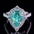 CAOSHI High Quality Trendy Water Drop Design Teal Crystal Zircon Finger Ring for Engagement Wedding Silver Plated CZ Rings Women