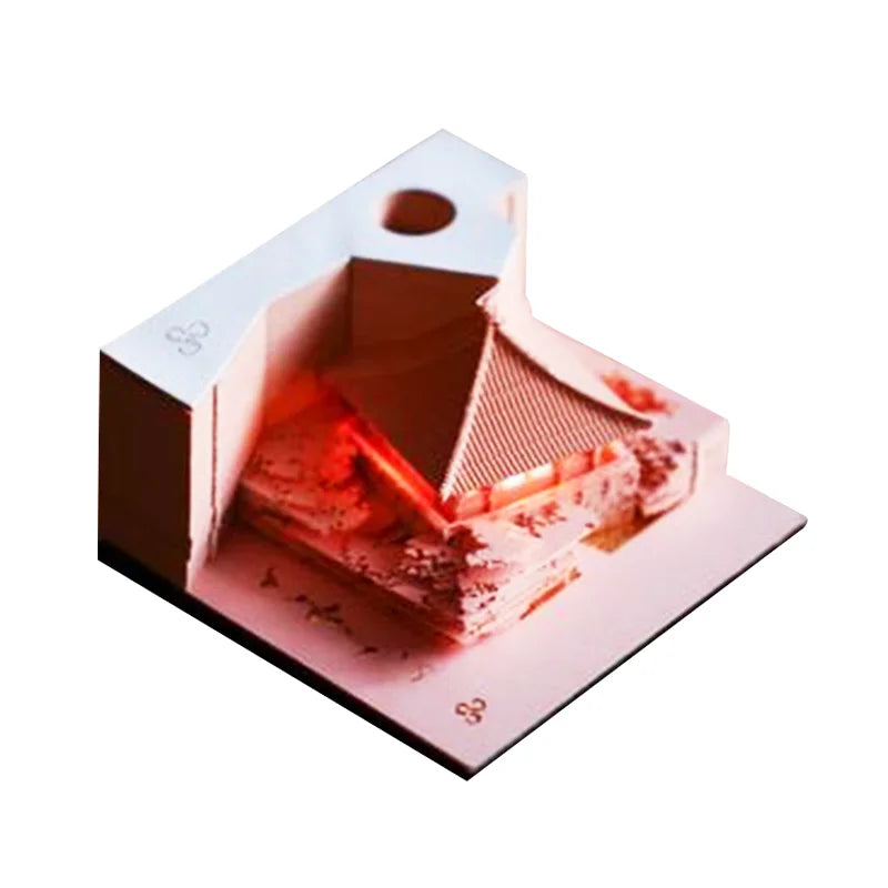 Customized 3D Memo Pad Paper Craft Sticky Notes Bookmark Pink House Villa Note Paper Cube  for Girlfriend Gifts