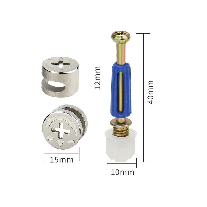 3 in 1 Furniture Dynamics Fitting Joint Connector Factory Customized Blue Mini Fix Connector Bolts Hardware Excentric Lock