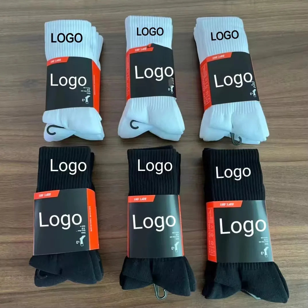 Custom Crew Custom logo Men Socks  Street Wear Cotton Sport Grip Socks