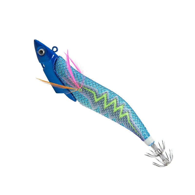 WEIHE 13cm 42g 5 Colors Artificial Wood Shrimp Squid Lure Saltwater Fishing Bait