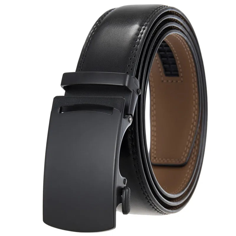 LQbelt Men's Business Style Cow Hide Leather Belt With Automatic Alloy Buckle Factory Custom Logo Belts Wholesale