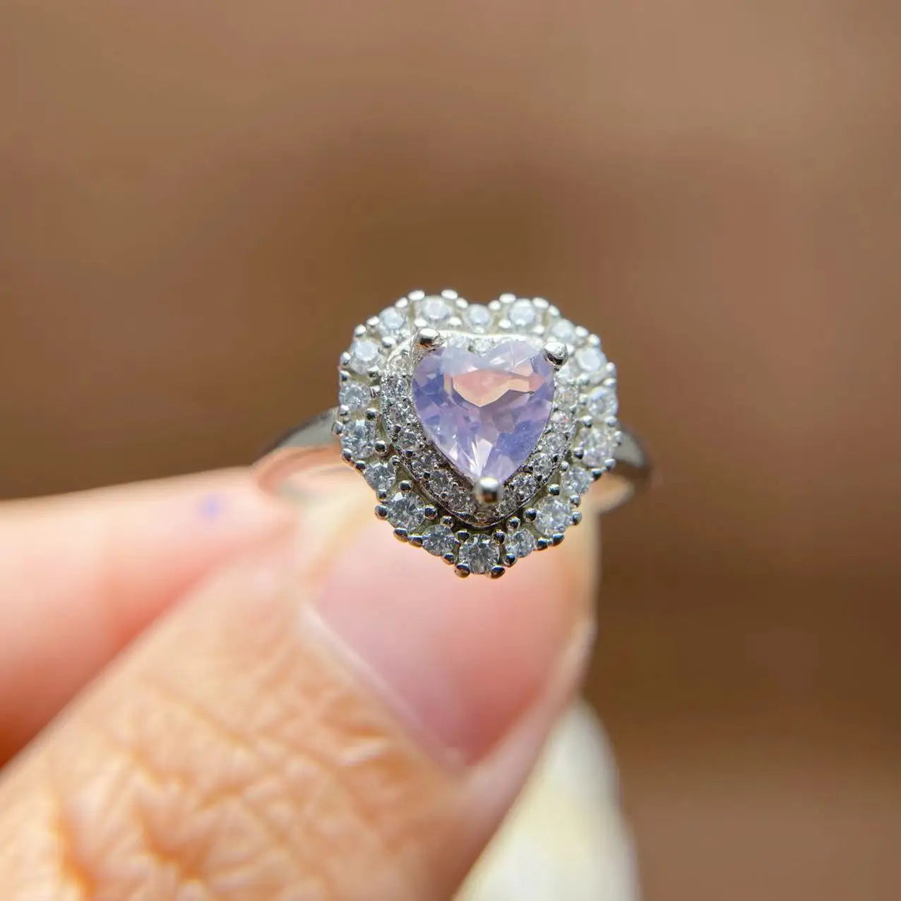 New Design Wholesale 925 Sterling Silver Unique Summer Natural Lavender Gemstone Hypoallergenic Jewelry Ladies Ring