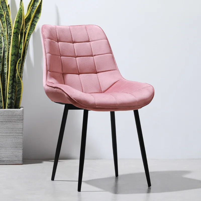 HANYEE  New Design Modern Restaurant Chaise Velour Metal Frame Cadeira Dining Velvet Chairs