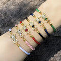 Pulsera De Oso Woven Color Rope Love Zircon Bear Bracelet Real Gold Plated Colorful Wax Rope Chain Crystal Bear Bracelet