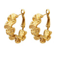 Stainless Steel Jewelry Korean Vintage Earrings Fold Texture Geometric 18k Gold Plated Statement Earrings 2023