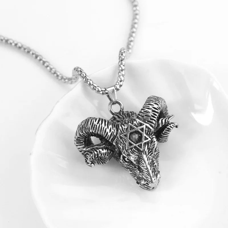 Trendy Fashion Men Teen Satanic Pentagram Hexagram Pendant Necklace