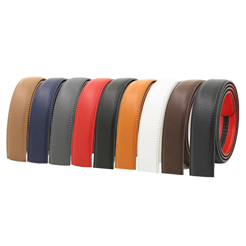 Custom Printed Embossed Logo Without Buckle Men Real Leather Belt Strap Ratchet Genuine Leather Belt Strap