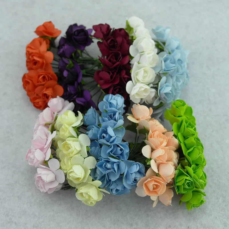 E07574 Paper Flower Wholesale DIY Flower Wreath Materials Artificial Mini Rose Paper Flower for Wedding Gift Decor