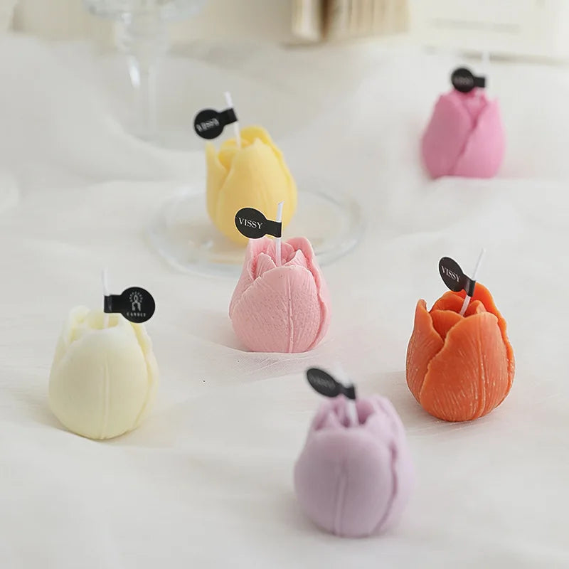 Wholesale Tulip Shaped Paraffin Soy Wax  Personalized Private Label Home Decor for Weddings and Christmas Scented Candles