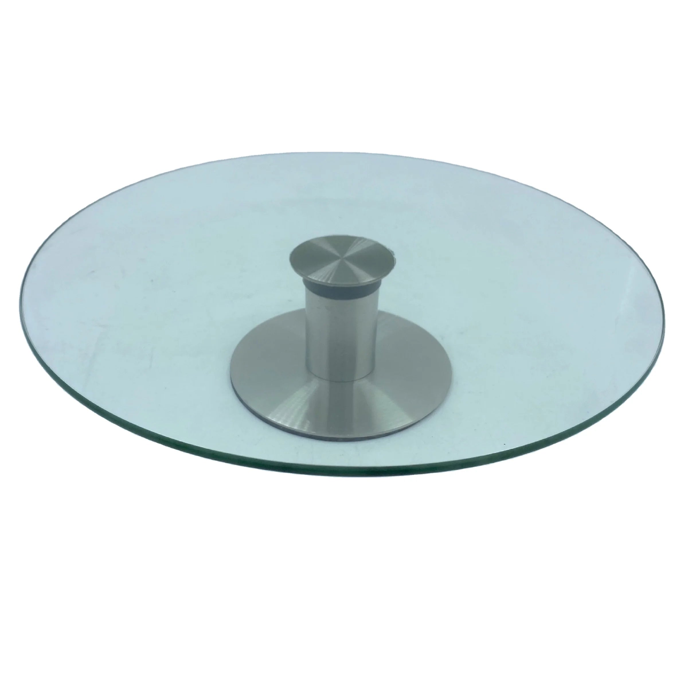 Lixsun Tempered Glass Cake Turntable Revolving Rotating Cake Decorating Turntable Cake Stand Stainless Steel Base