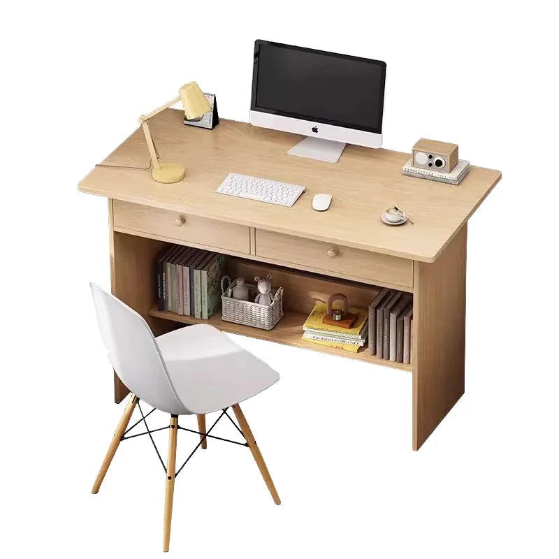 Modern Simple Home Office Wall-Mounted PVC Surface MDF Computer Desktop for Student Writing Workbench in Bedroom or Living Room