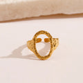 Nabest Tarnish Free Vintage Jewelry Gold Plated Ring for Women Stainless Steel Resizable Hollow Oval Opener Rings