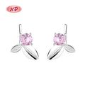 Stylish Colorful Zircon S925 Silver Leaf Stud Earrings Wholesale Silver Earrings 925 Fashion Jewelry for Women