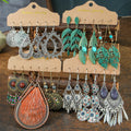 Boho Style Antique Gold Silver Plated Water Drop Leaf Pendant Bohemian Vintage Earring Sets Jewelry for Women