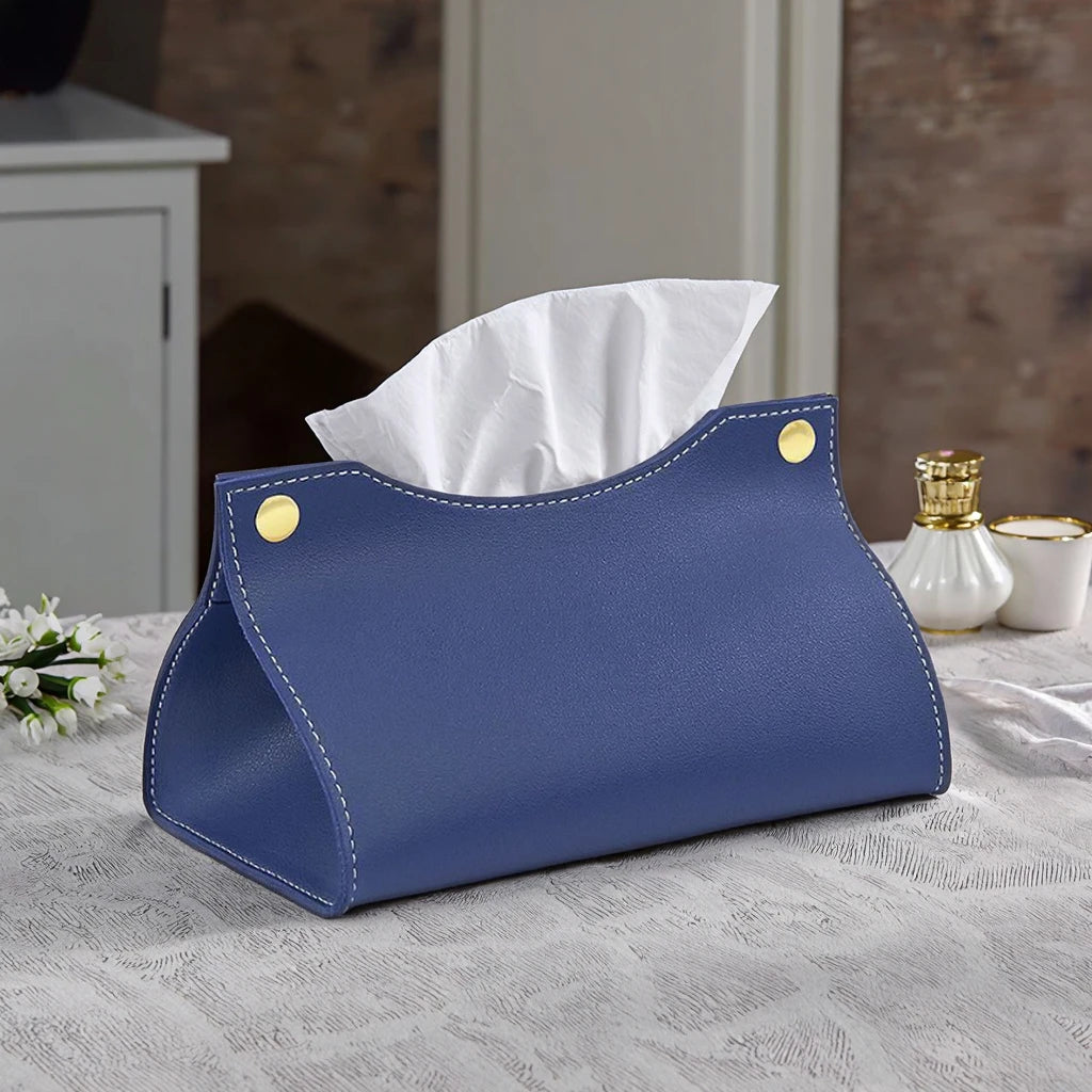 Custom Logo Leather Tissue Box Holder Leather Tissue Holder Home Desktop Storage Car PU Leather Tissue Box Organizer