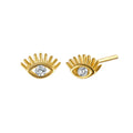 Trendy 925 Sterling Silver Small Minimalist Cute Eye Shape Stud Earrings White Diamond CZ Zircon Main for Wedding Party