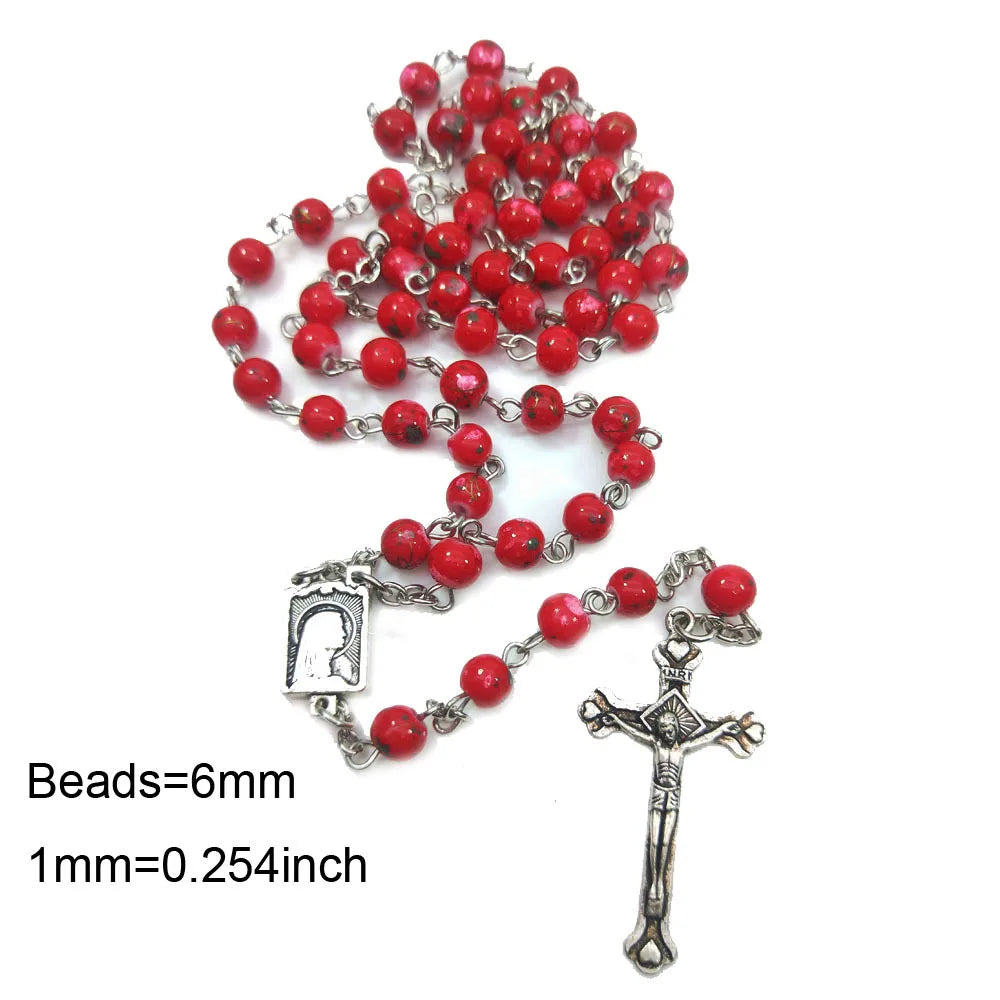 Religious Gift Rosary Necklace Cross Necklace Our Lady of Fatima Giveaway Handmade Bead Chain Paracord Rosario