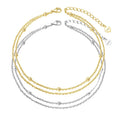 2021 New 925 Sterling Silver Gold Plated Anklets Double Layer Round Beads Chain Foot Anklet for Women