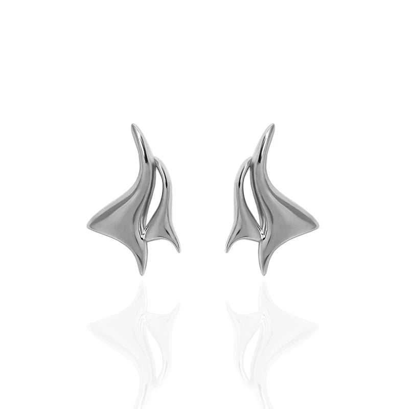 Korean Ins Original Design Simple High Polished S925 Sterling Silver Earrings for Women Silver Stud