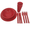Portable PP Plastic Pantone Color Minimalist Picnic Set Flatware Kit Plate Bowl Cup Knife Fork Stocked Outdoor Dining Made China