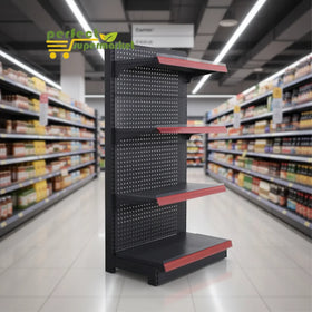 Gray Metallic Heavy Duty Back Board Supermarket Wall Shelves Merchandise Display Rack 1 Layer Shelves for Stores
