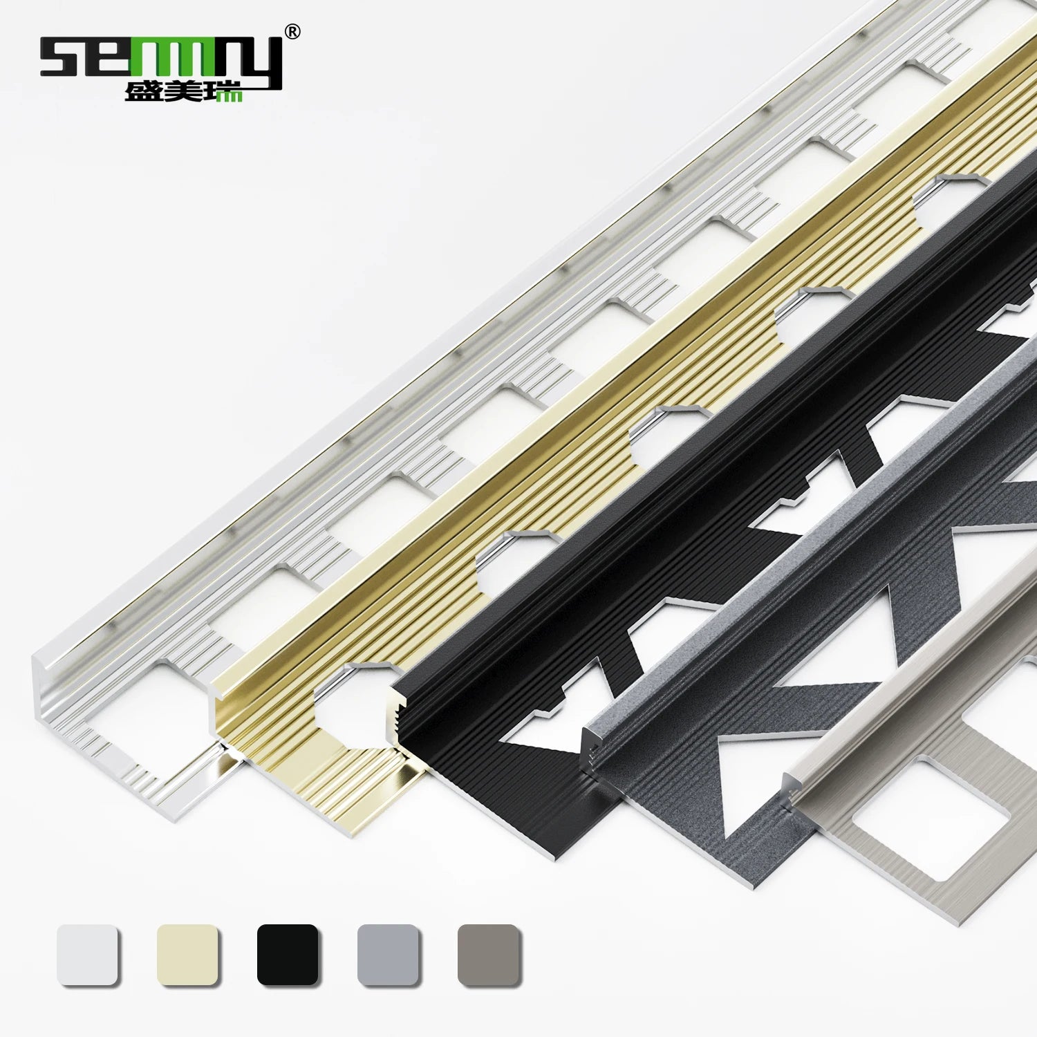 Modern Black Aluminum Profile for Tiling Trims Interior Exterior Wall L Lines Cutting Floor Balcony Accessories for Thin Tiles