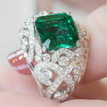 CAOSHI Ready to Ship Vintage Elegant Lady's Rings for Wedding Full Iced Out Large Green CZ Silver Color Women Emerald Rings