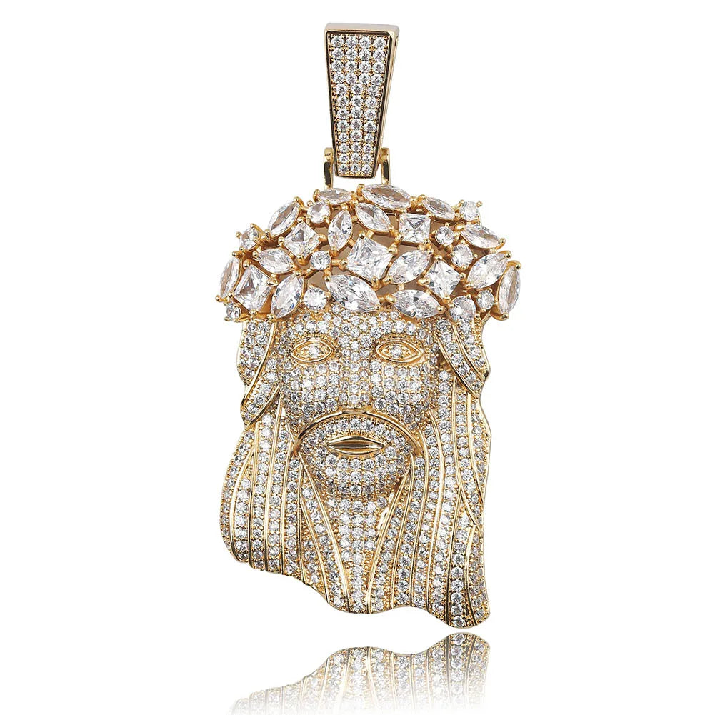 2019 Newest 14k Gold Plated Rattan corolla Jesus Religious Faith Christianity Pendant Necklace Hip Hop Iced Out Jesus Pendant